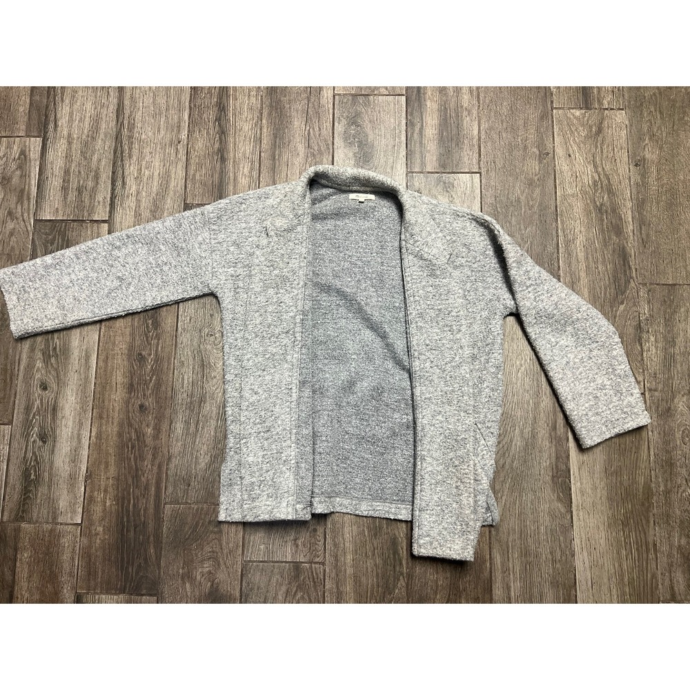Madewell Cardigan Gray Collared Open Front Wool Blend Medium - Picture 5 of 9